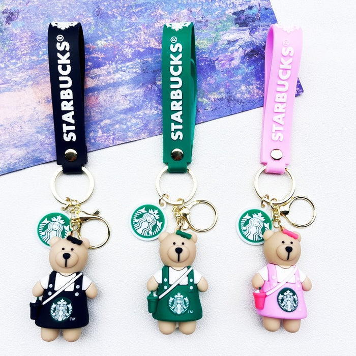Wholesale Soft rubber cute bear cartoon keychains