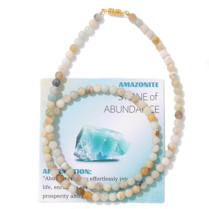 Wholesale 6mm stone bead screw clasp necklace card packaging choker necklace