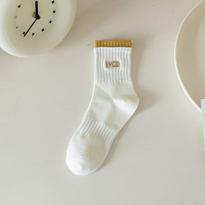 Wholesale New socks, mid length socks, cotton socks, breathable letter long socks, sports women's socks