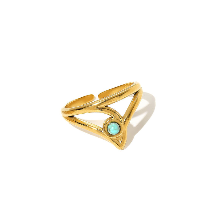 Wholesale Stainless Steel Gold Turquoise Rings