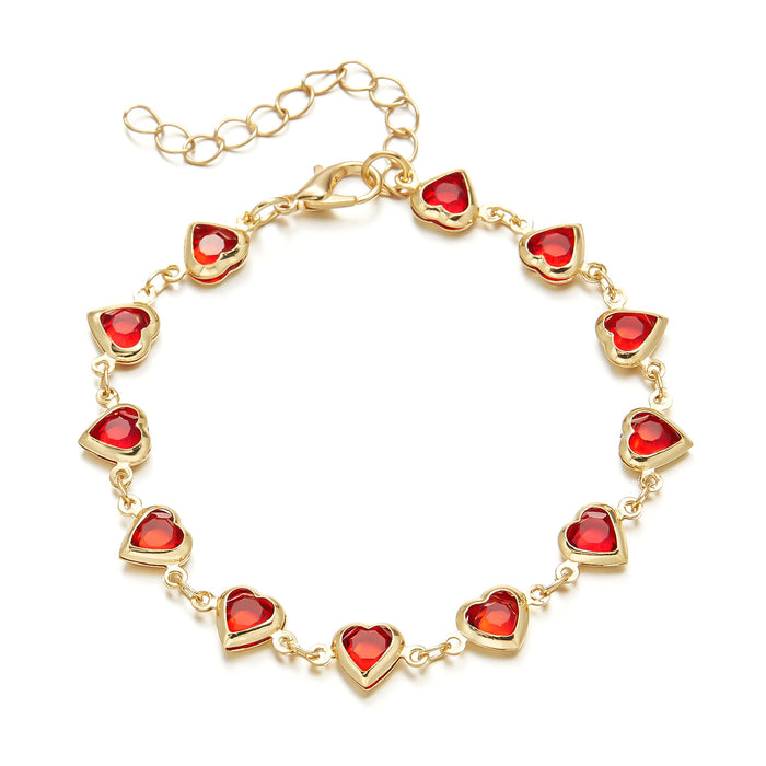 Wholesale Colored diamond heart-shaped chain bracelet