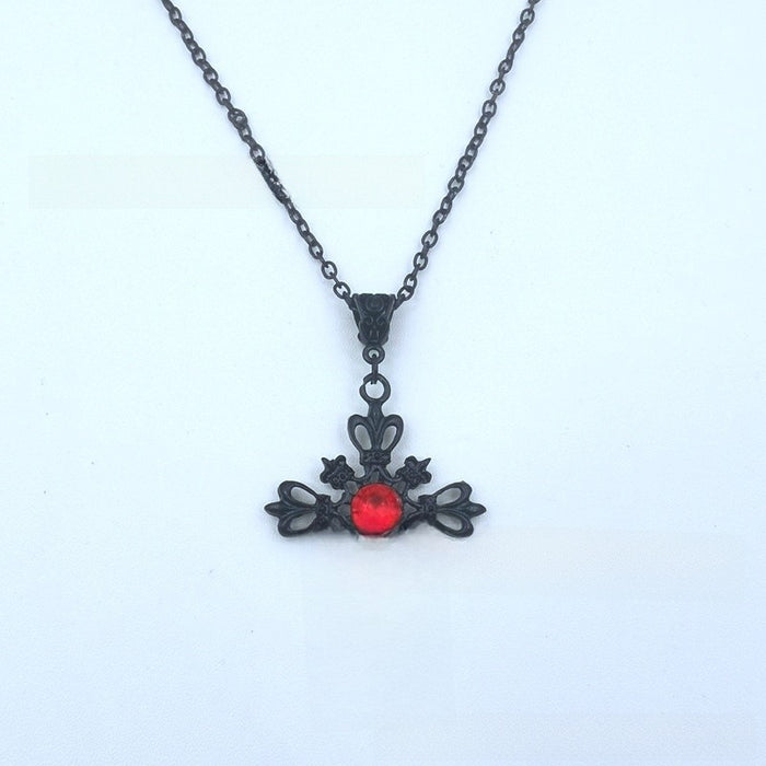 Wholesale Vintage Ruby Cross Necklace Fashion Pendant Necklace