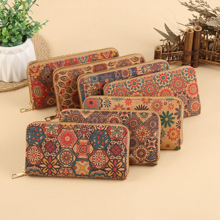 Wholesale PU Leather Long Wallet with Geometric Pattern Zip Around Closure MOQ≥3