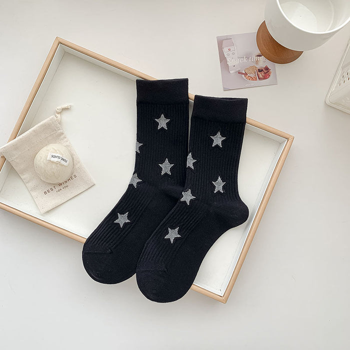 Wholesale Boneless socks, fashionable mid tube socks, trendy street star socks, cotton socks