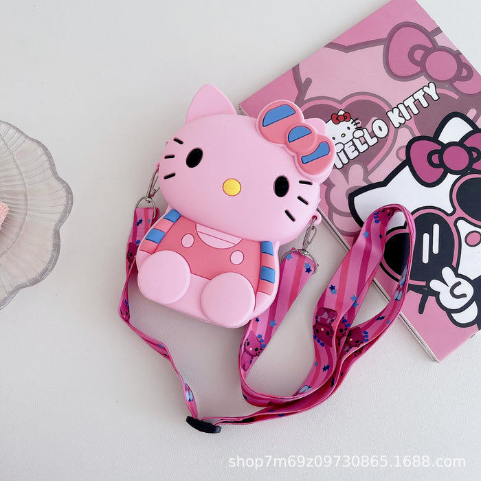 Wholesale Cartoon children's silicone coin purse hanging neck cute