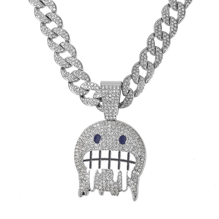 Wholesale Personalized ice face emoji pendant, hip-hop niche full diamond emoji accessory, jewelry necklace