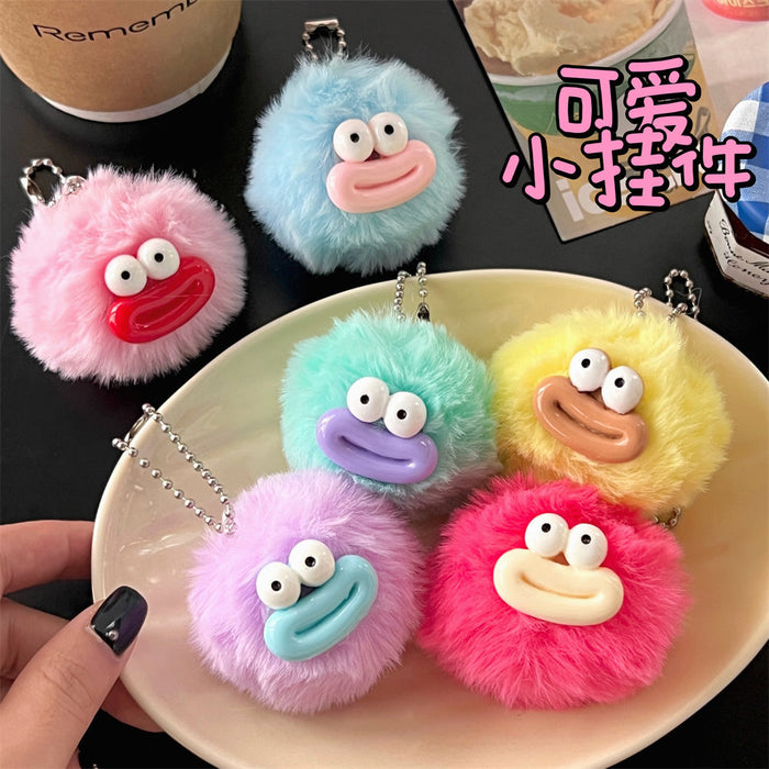 Wholesale Cute Fur Ball Big Mouth Keychain Pendant Ugly Cute Sausage Mouth