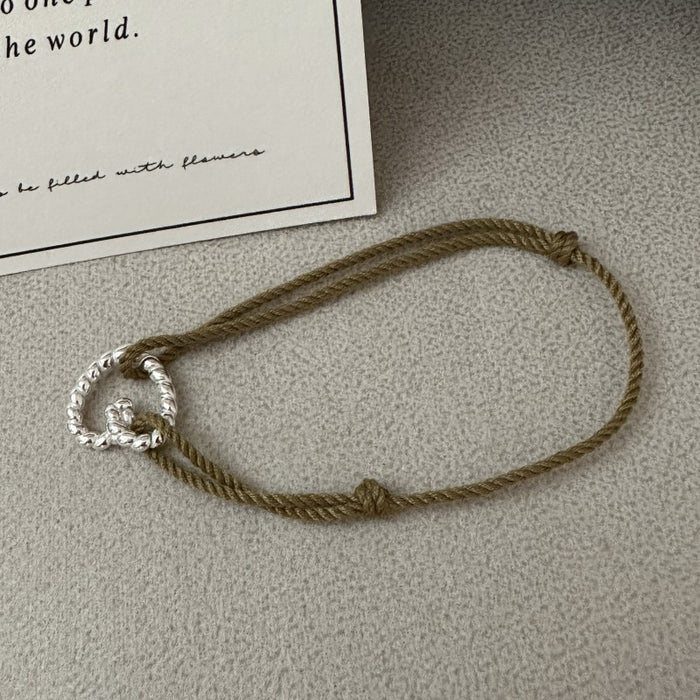 Wholesale Pure silver bracelet with a niche design that can be layered with a heart-shaped colored bracelet jewelry