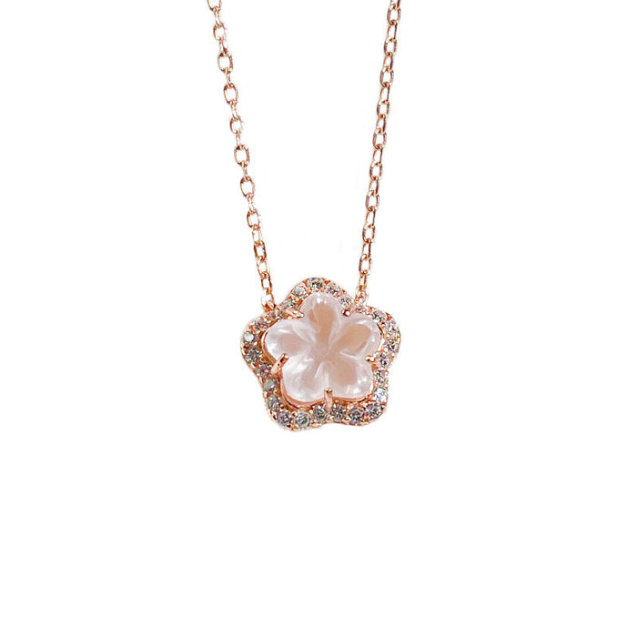 Wholesale Pure silver necklace, women's pendant, niche design, floral collarbone chain