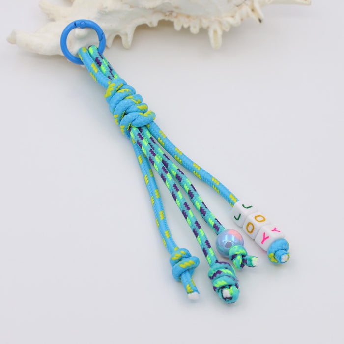 Wholesale New handmade woven colorful rope knotted letter bag pendant DIY keychain car ornament