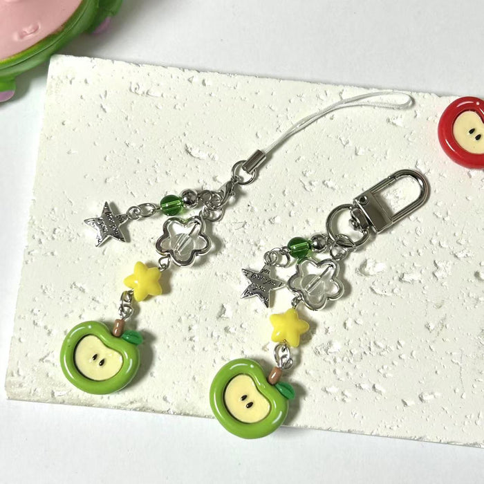 Wholesale Red Apple mobile phone lanyard bag decoration cute pendant keychain