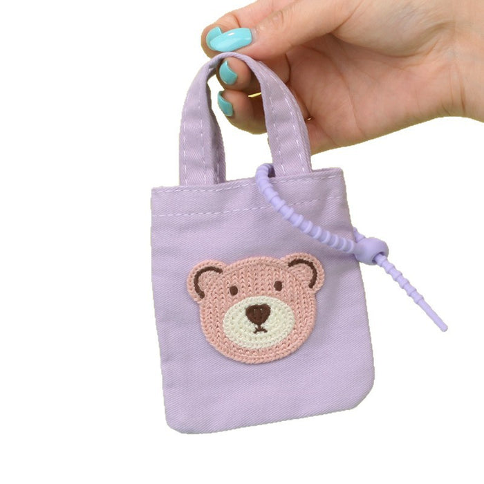 Wholesale Stylish Canvas Bear Coin Purse Handbag Keychain Pouch Cute Cartoon Design