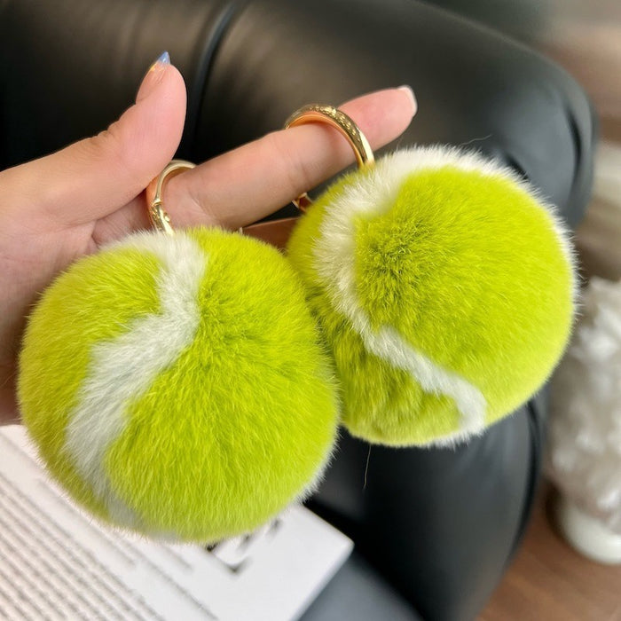 Wholesale Imitation Otter Rabbit Fur Tennis Ball Car Keychain Pendant Plush Ball Book Bag Pendant