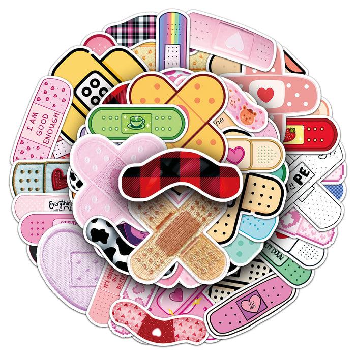 Wholesale 50pcs Cartoon Cute Creative Waterproof Band-Aid Graffiti Stickers