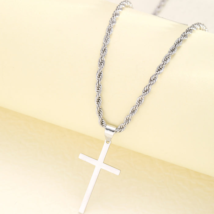 Wholesale Twist Chain Hip Hop Trendy Chain Chain Cross Pendant Men's Necklace