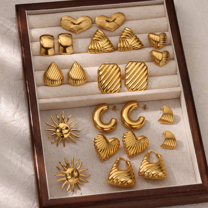 Wholesale Cut Out Heart Sun Texture Earrings