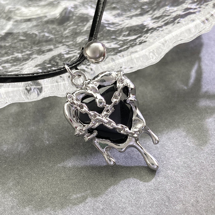 Wholesale Gothic Heart-shaped Pendant Alloy Necklace JDC-NE-MiaoYa006