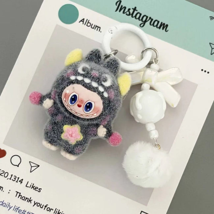 Wholesale Flocked Polka Dot Monster Plush Bag Charm Trendy Keychain Accessory for Everyday Wear or Gift