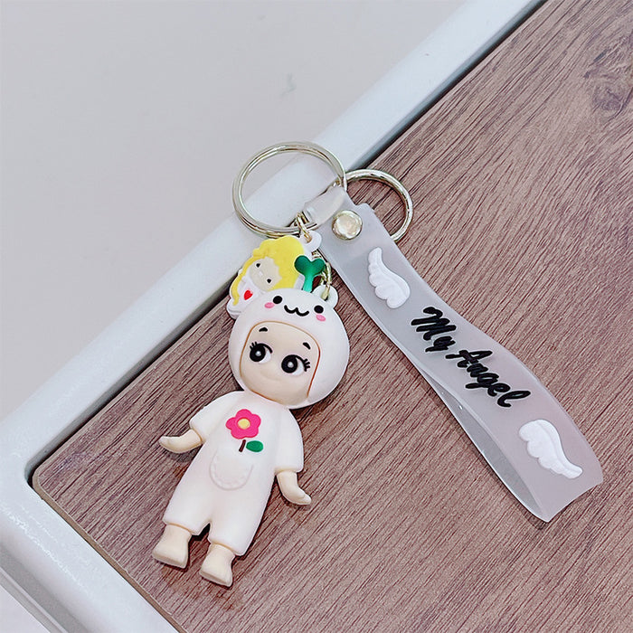 Wholesale Cartoon Cute Angel Girl Silicone Keychains JDC-KC-MRan005