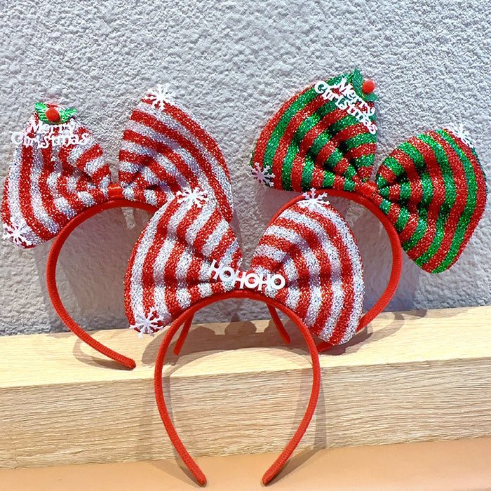 Wholesale Christmas Headband Christmas Antlers Hair Stamp Headwear Holiday Decorative Gift Big Bow Headband Hair Accessories Headwear