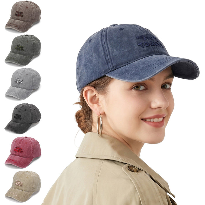 Wholesale Vintage Embroidered Baseball Cap – Grey Distressed Cotton Sun Protection Women' s Fashion Hat