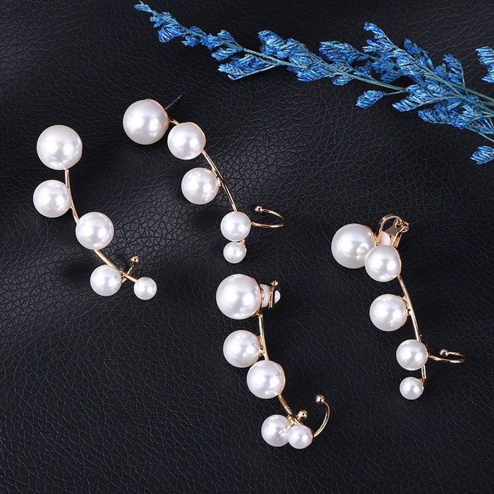 Wholesale Pearl earrings with a light luxury, high-end feel, fashionable temperament, versatile ear clips, retro earrings