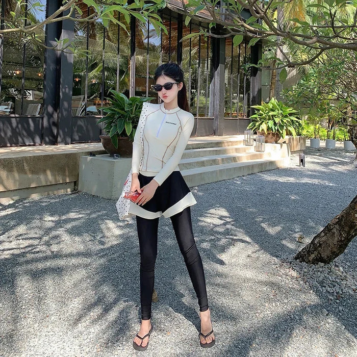 Wholesale Sunscreen swimsuit split three piece set long sleeved long pants hot spring surfing suit snorkeling sports swimsuit