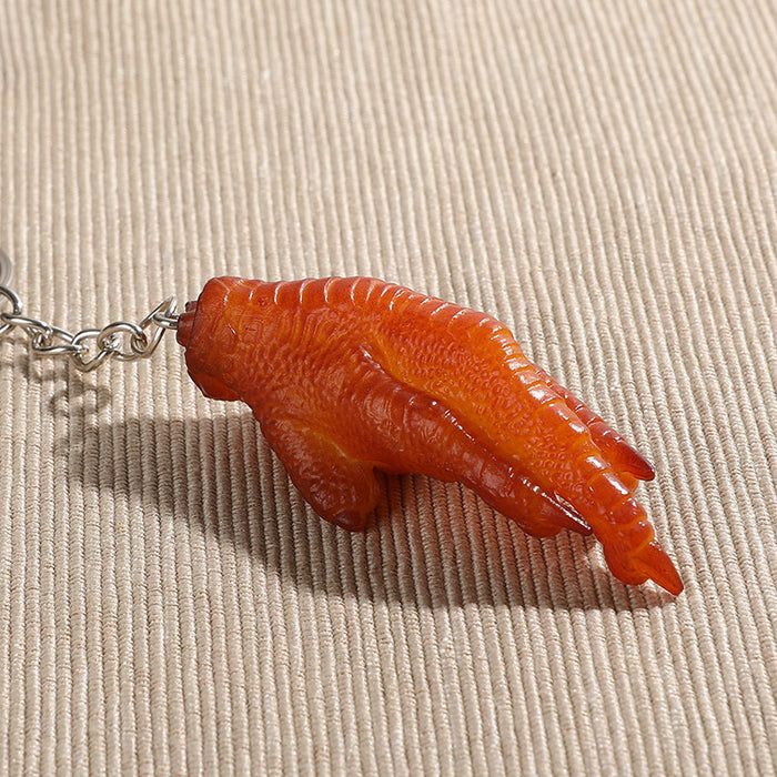 Wholesale PVC Simulated Food Keychain Realistic Chicken Leg Wings Braised Pork Design Chic Bag Charm For Car Keys MOQ≥5