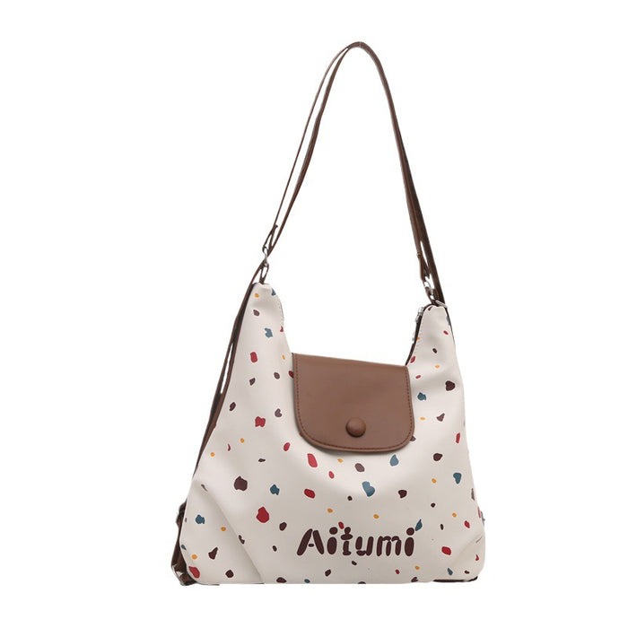 Wholesale New retro large capacity single shoulder commuting wave point fashionable versatile tote bag