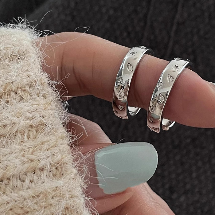 Wholesale Micro inlaid small diamond ring, star niche, high-end feeling, simple style, exquisite opening, adjustable ring, new product