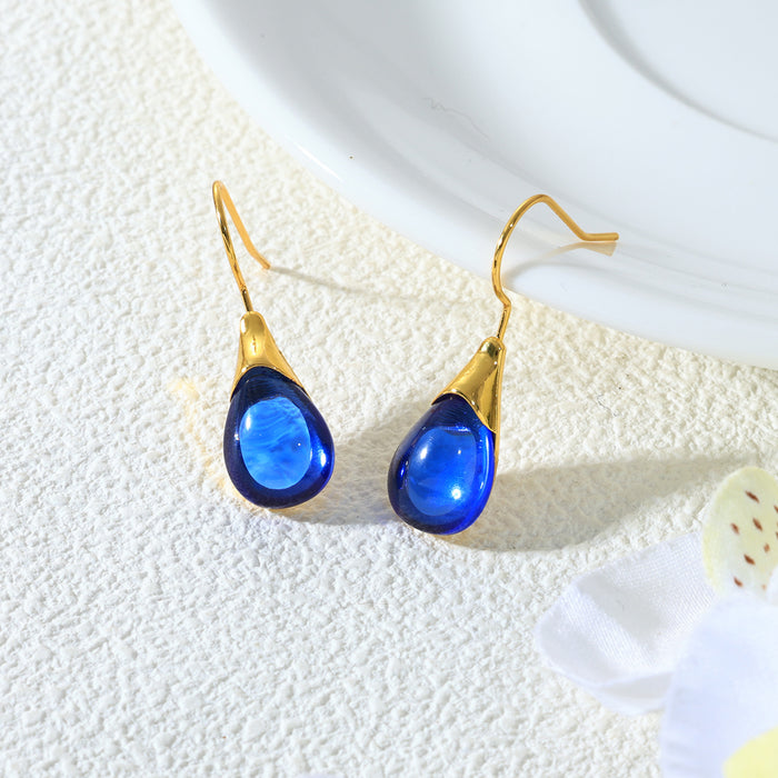 Wholesale Drop-shaped Inlaid Cat's Eye Earrings