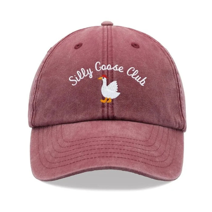 Wholesale Washed Baseball Cap With Goose Print And English Letters Black Adjustable Sun Hat For Summer