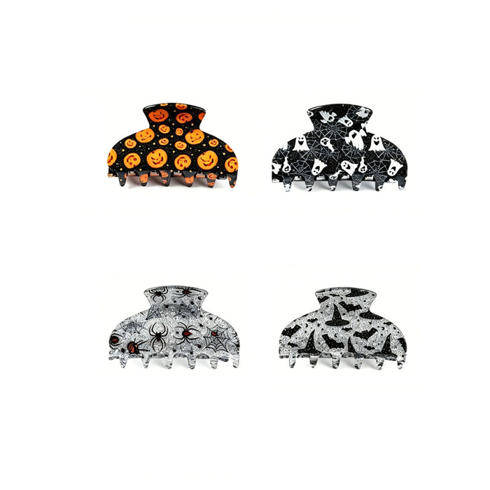 Wholesale Stylish  Shark Claw Hair Clips Ghost Pumpkin Black Cat Print Women Hair Accessory