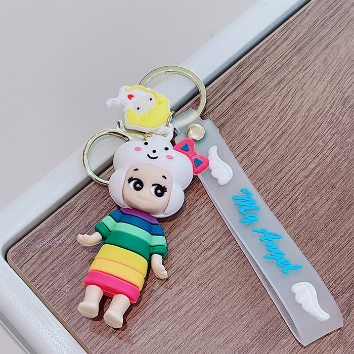 Wholesale Cartoon Cute Angel Girl Silicone Keychains JDC-KC-MRan005