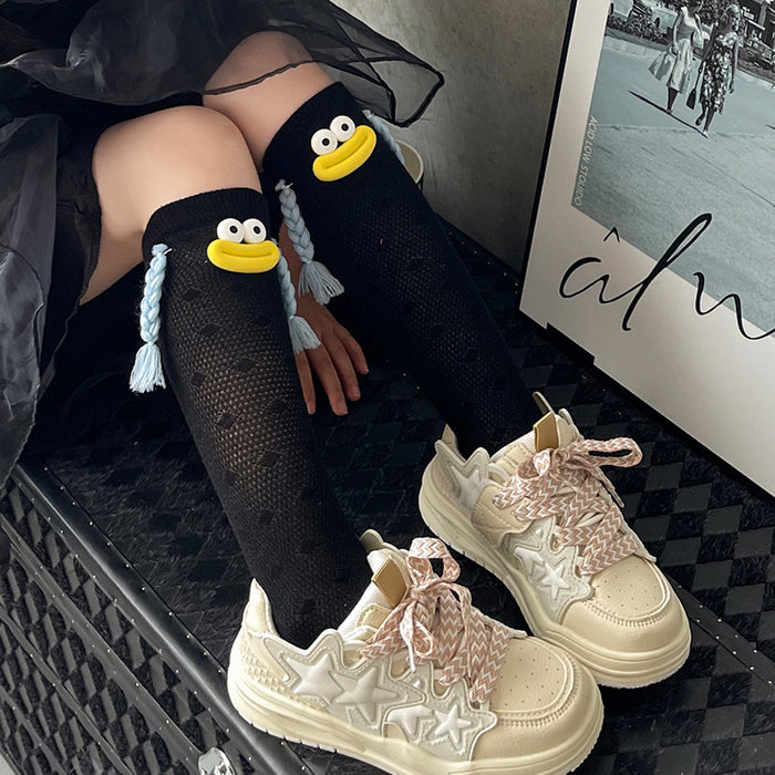 Wholesale Thin children' s socks mid-tube socks  cute long socks  funny braids pile socks