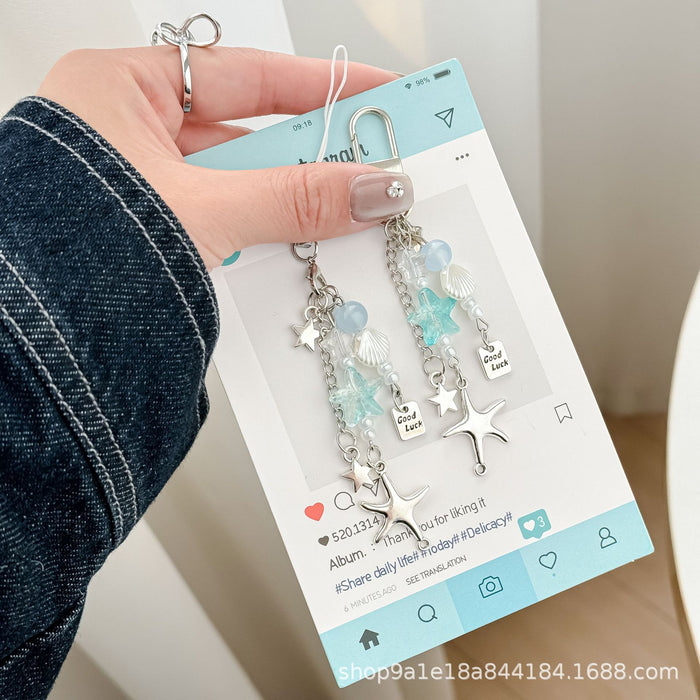 Wholesale Starfish Mobile Phone Chain Simple All-match Metal Star Goo Card Bag Camera Pendant