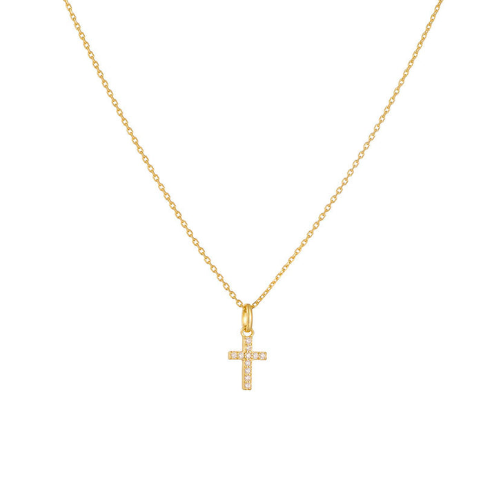Wholesale Imitation Diamond Cross Sterling Silver Necklace Clavicle Chain
