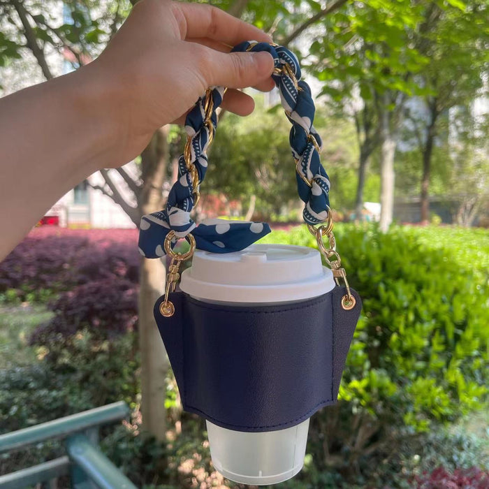 Wholesale  Acrylic Chain Portable Detachable Portable Coffee Cup Leather Heat Insulated