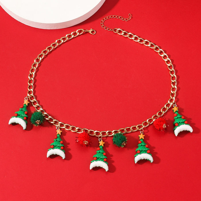 Wholesale Christmas Cartoon Alloy Tree Bell Necklace JDC-NE-JunJie002