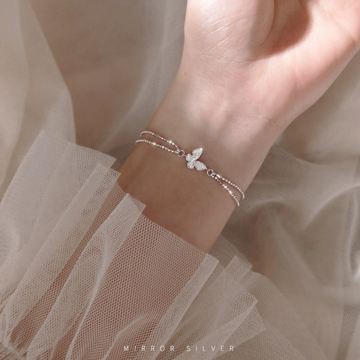 Wholesale S925 Sterling Silver New Butterfly Bracelet Diamond-encrusted Sterling Silver Accessories