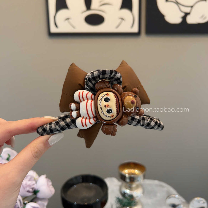 Wholesale Catching cartoon bow plate hair clip, new plaid large shark clip