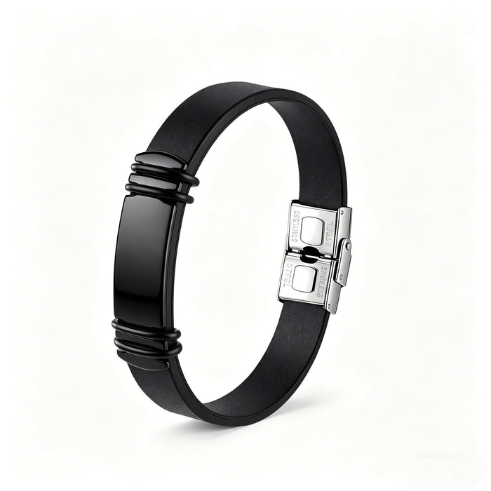 Wholesale Men' s Stainless Steel Buckle Silicone Wristband - Blank Engravable Jewelry Accessory Gift