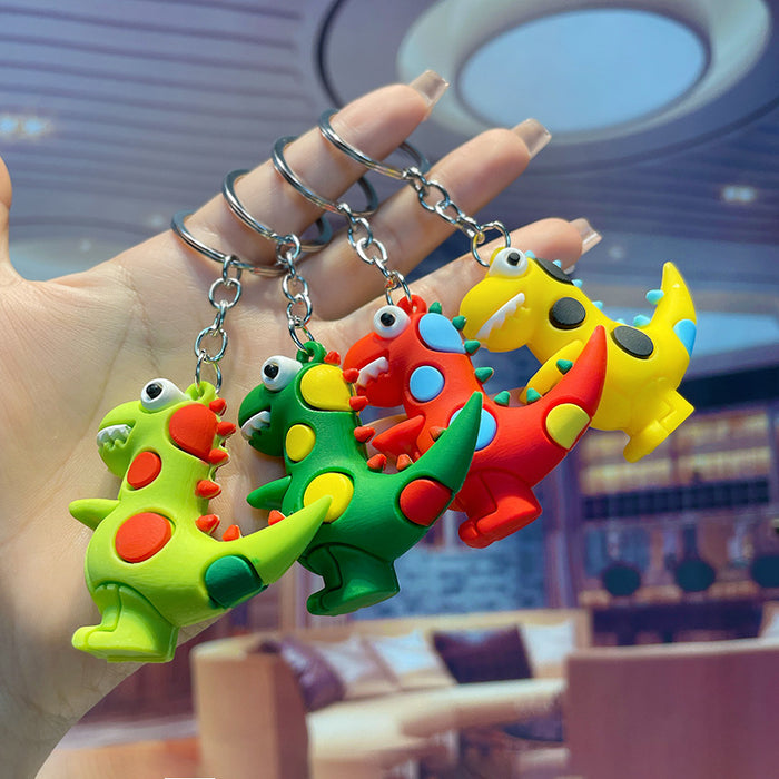 Wholesale Wholesale Creative Cute Cartoon 3D Dinosaur PVC Keychain Pendant Student Bag Mobile Pendant