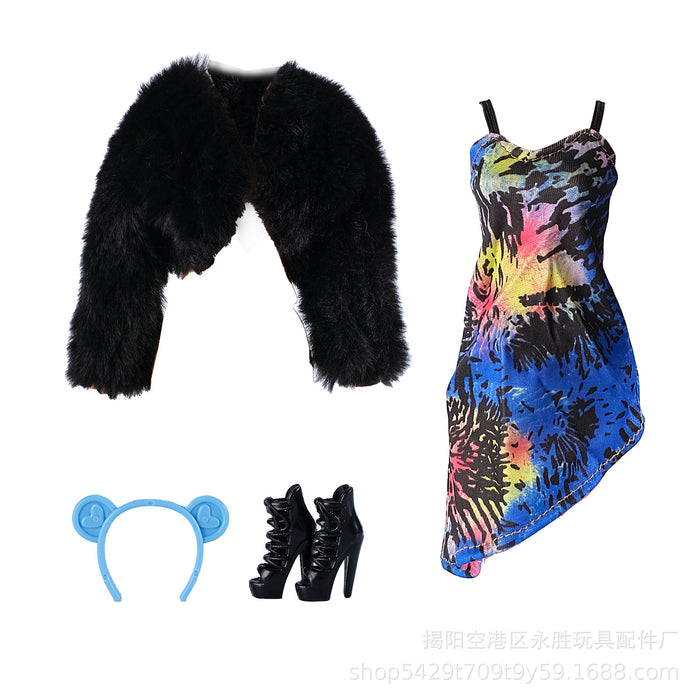Wholesale  Doll fur plush coat skirt suit doll dress