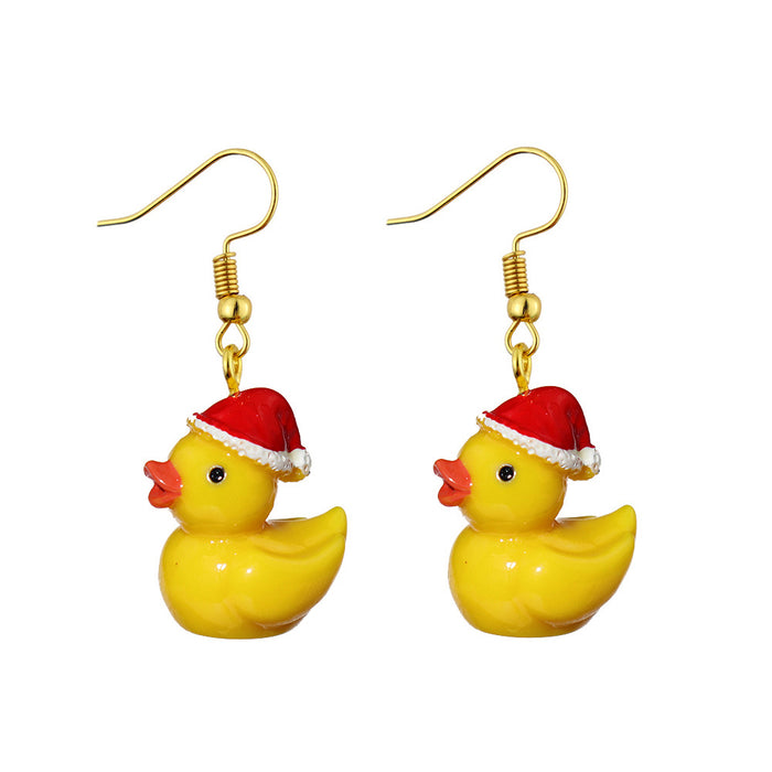 Wholesale Cartoon Three-dimensional Little Yellow Duck Earrings JDC-ES-niqing035