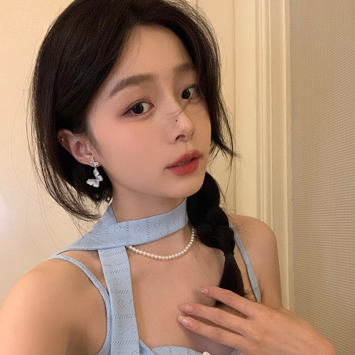 Wholesale Broken Ice Sparkling Diamond Butterfly Earrings Ice Crystal Earrings Light Luxury High End Charm Earrings