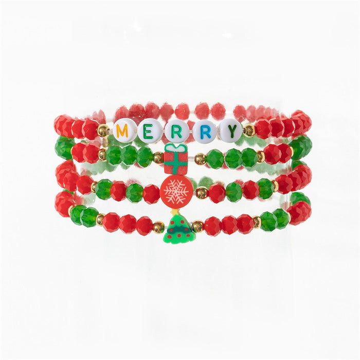 Wholesale Polymer Clay Christmas Bracelet Set Snowflake Santa Design Fashion Accessory Gift