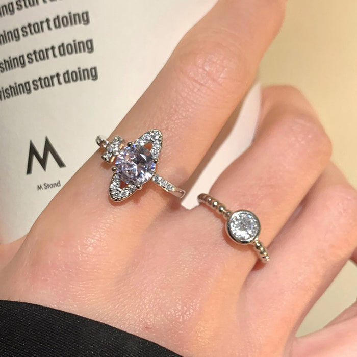 Wholesale Light luxury, niche, exquisite zircon open index finger ring, fashionable and personalized design ring