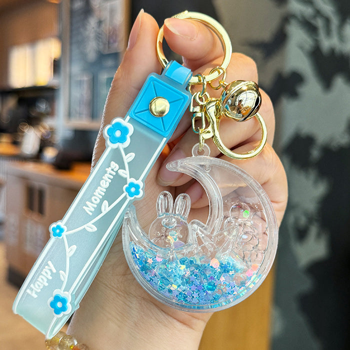 Wholesale Luminous Bubble Bead Star Moon Rabbit Sand Keychain