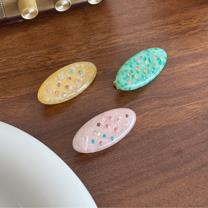 Wholesale Rhinestone Oval Hairpin Side Clip Acetic Acid Duckbill Clip Advanced Sense Bangs Clip